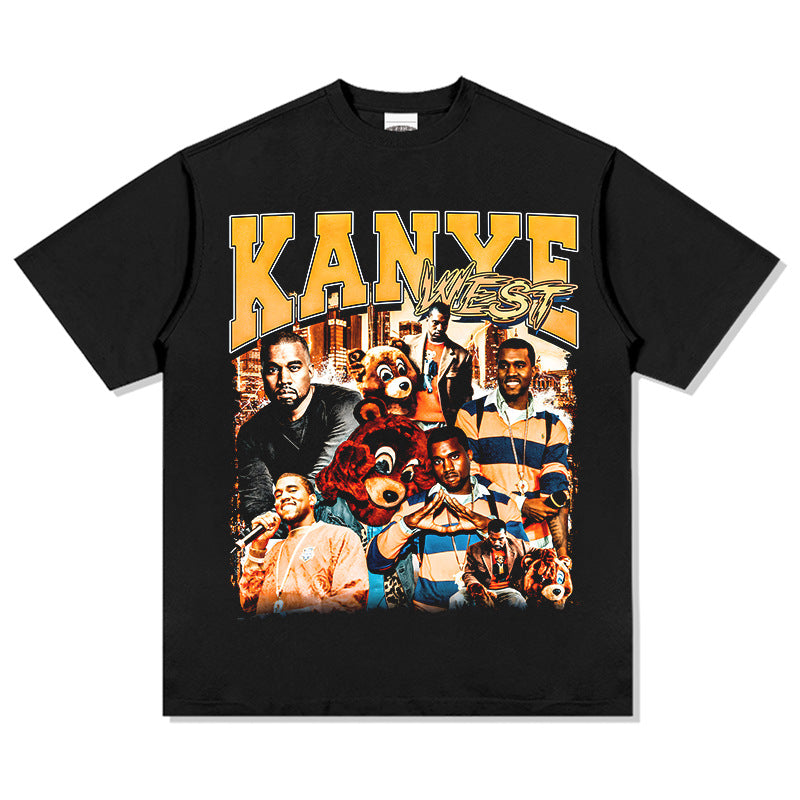 Outfit streetwear vintage hip hop kanye print short sleeve t-shirt