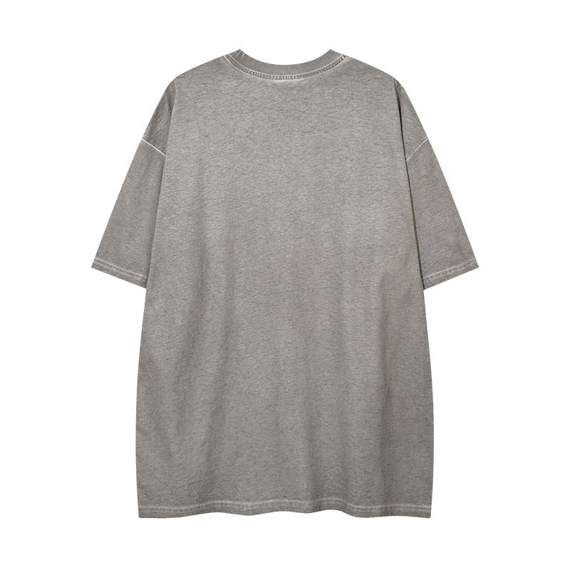 Vintage Tišö Rt vintage washed vintage letter print loose oversize short-sleeved T-shirt