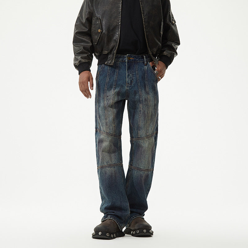 1990 Fashion Jeans Retro Old Ripped Straight Loose Denim Trousers