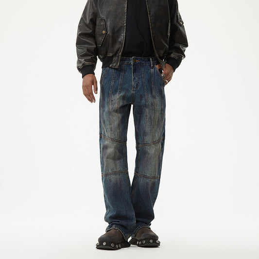 1990 Fashion Jeans Retro Old Ripped Straight Loose Denim Trousers