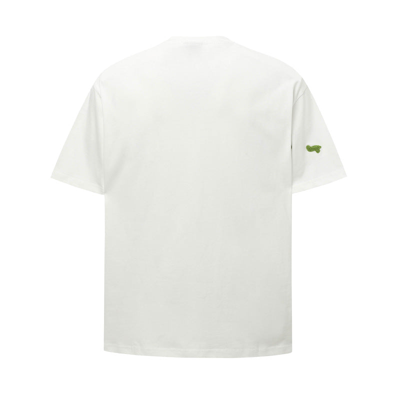 Hip Hop Shirts For Boys Short Sleeve T-Shirt Embroidered Flower Crew Neck Top