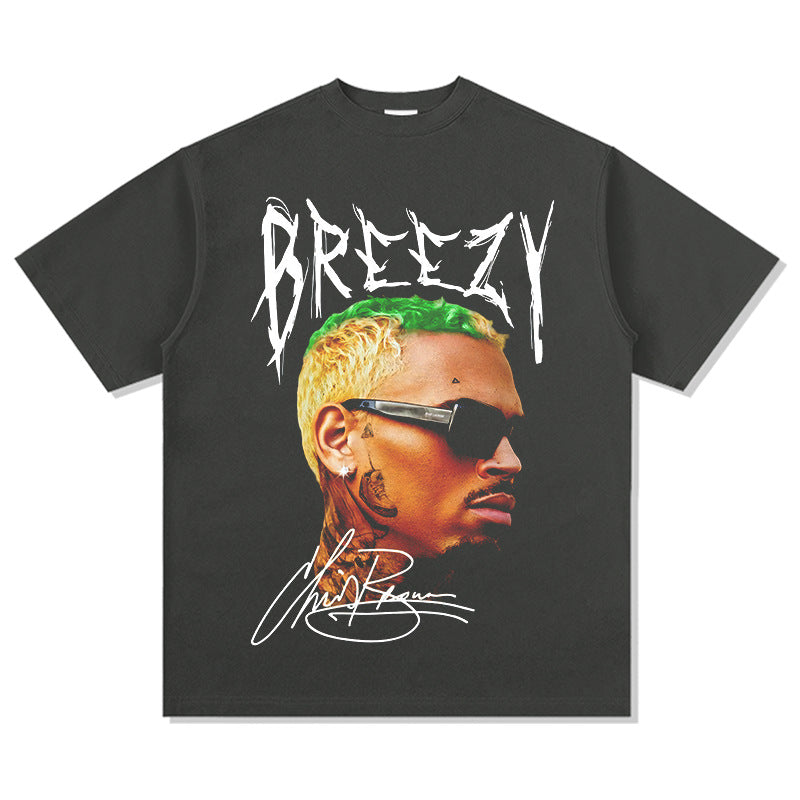 New york hip hop shop vintage brown, print short sleeve t-shirt