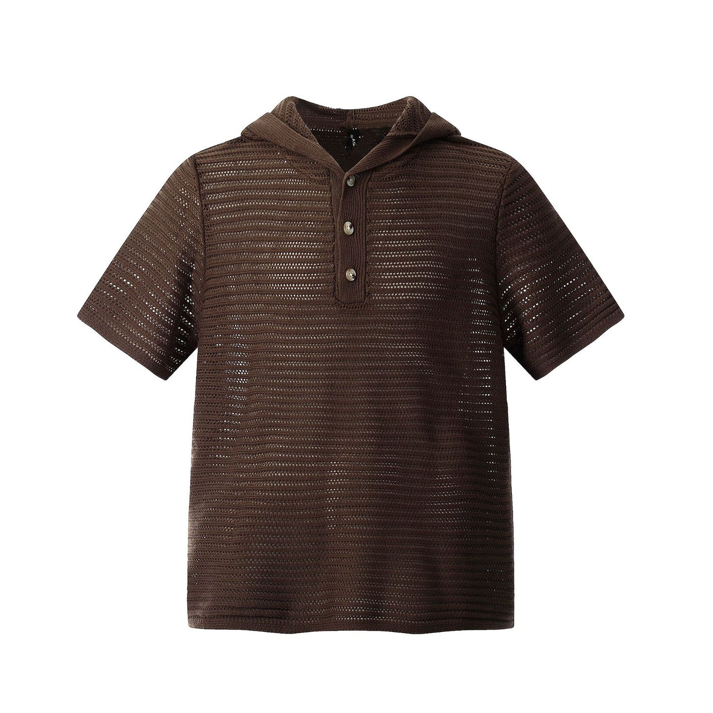 Retro Style Shirt For Men Vintage Hooded Knitwear Short Sleeve T-Shirt Hollow Out