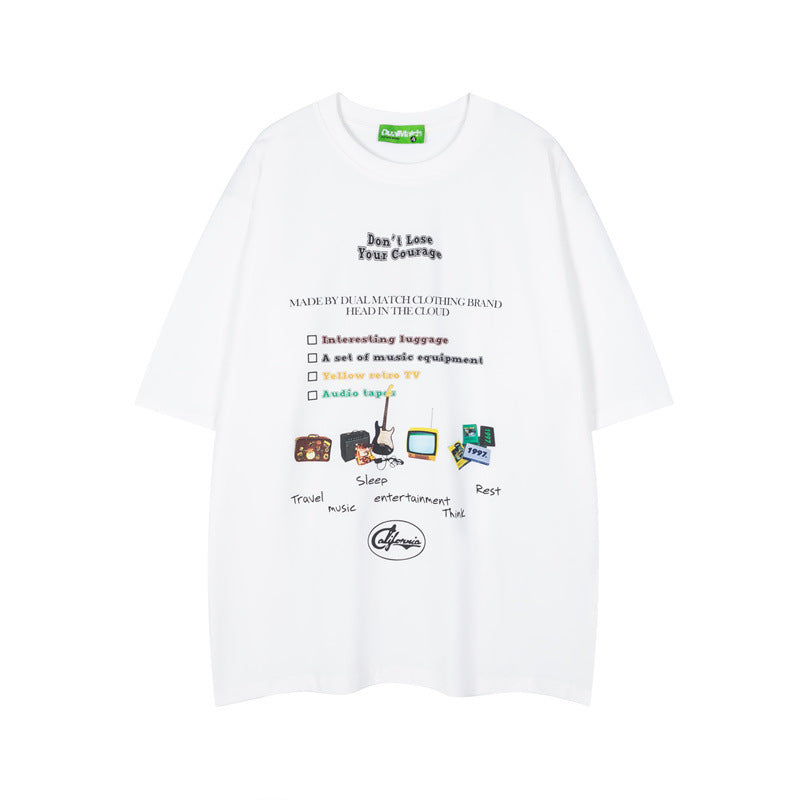 Hip Hop Shirts For Boys Alphabet Print Short Sleeve T-Shirt Vintage