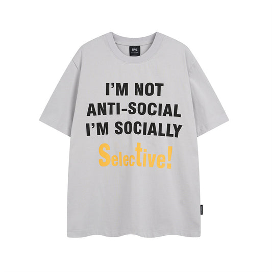 Y2K mens shirt retro printed loose round neck men's short-sleeved T-shirt
