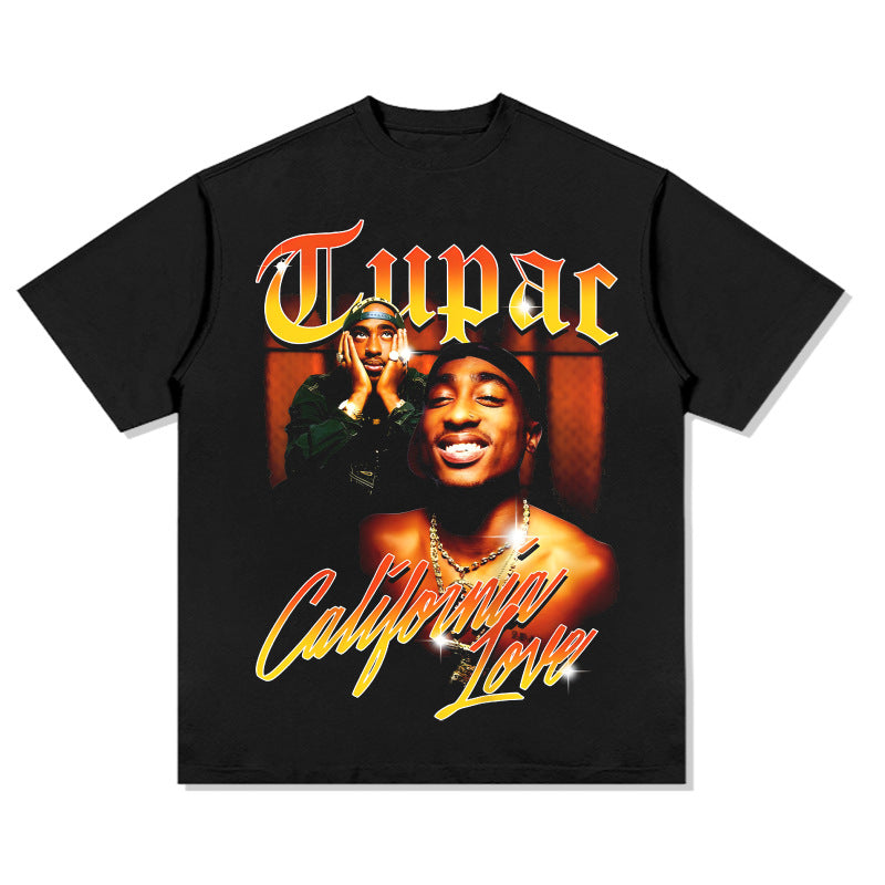 Cool t rapper vintage hip hop tupac print long sleeve short sleeve t-shirt