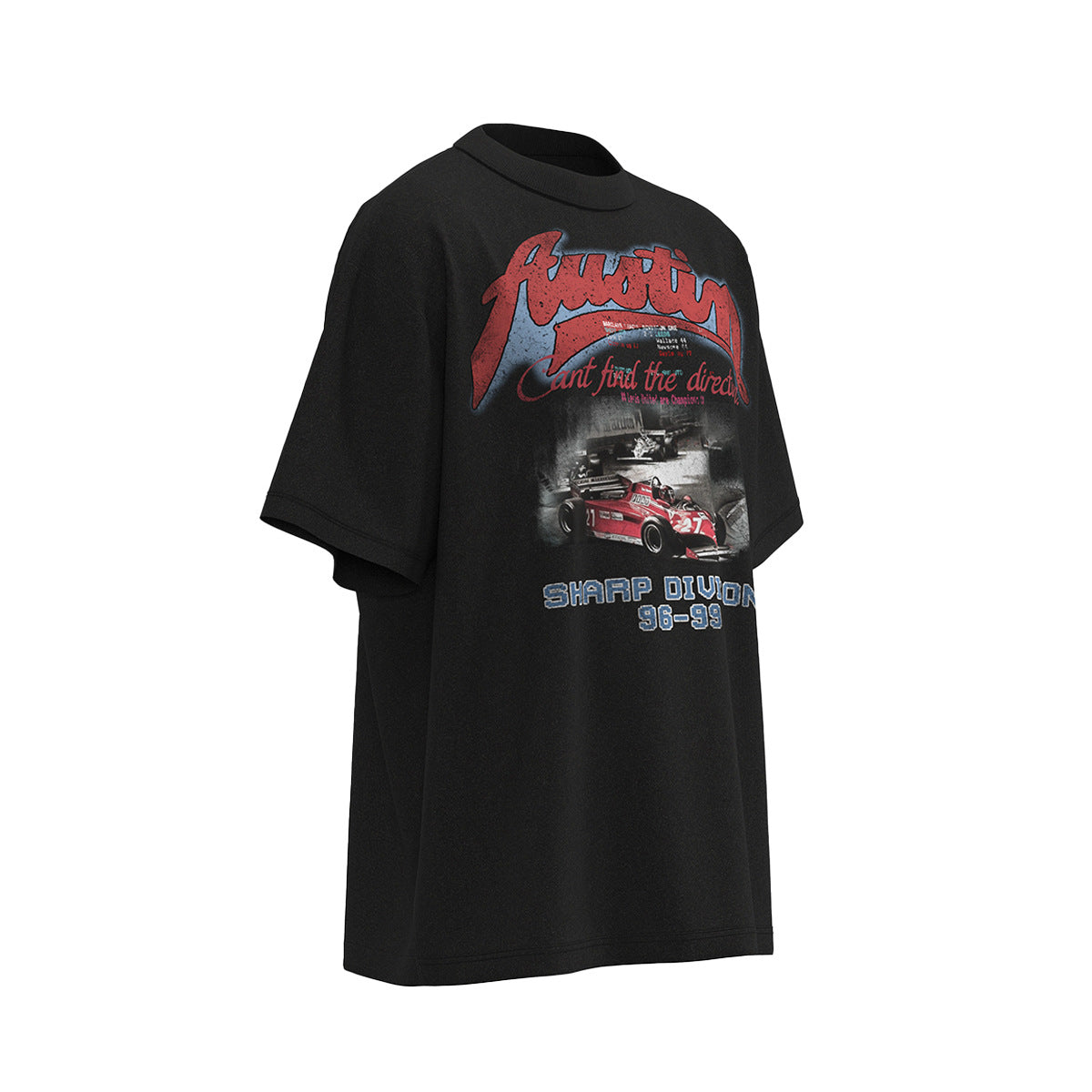 Racing oversized t shirt summer retro washed tee racing jersey printed t-shirt