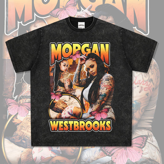 Outfit streetwear vintage hip hop Morgan Westbrooks print short sleeve t-shirt