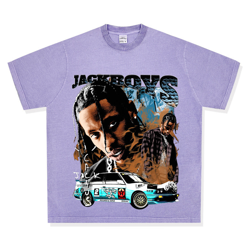 Cool t rapper vintage hip hop travis scott print short sleeve t-shirt
