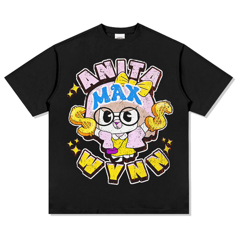 Outfit streetwear vintage hip hop Drake AnitaMaxWin print short sleeve t-shirt