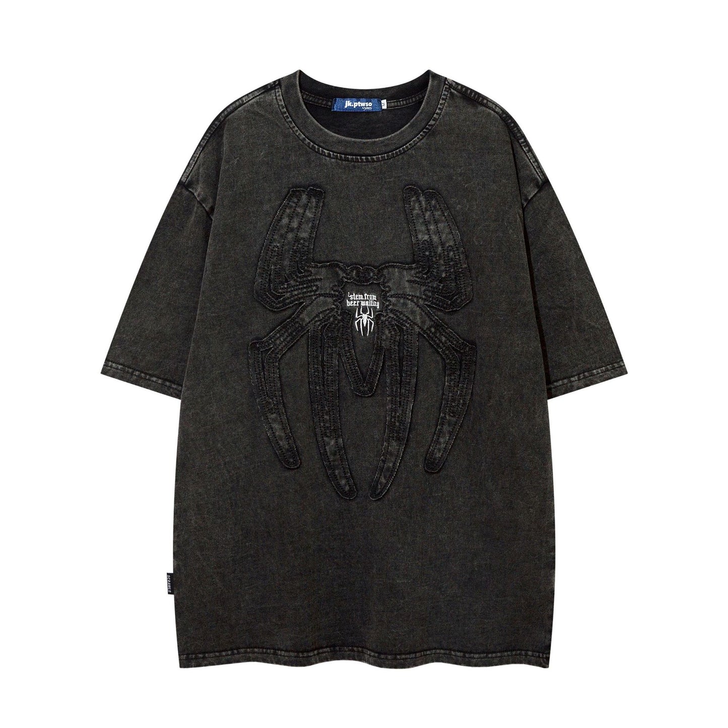 Remeras rock nacional t-shirt washed spider embroidery loose short sleeves