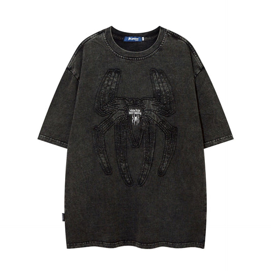 Remeras rock nacional t-shirt washed spider embroidery loose short sleeves
