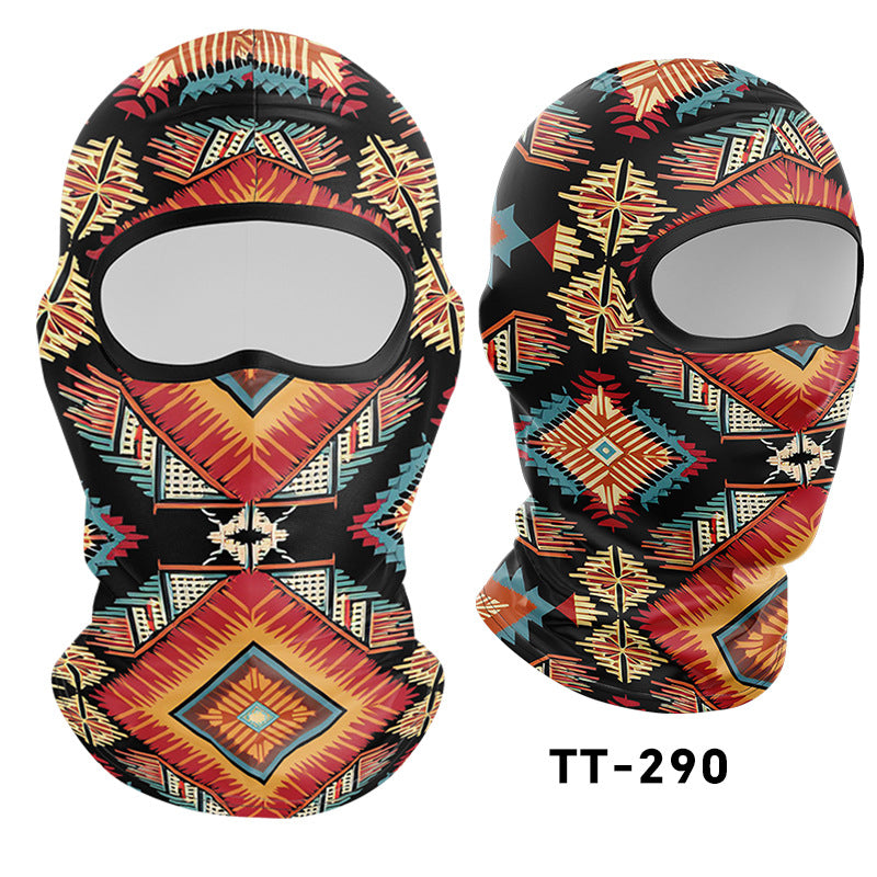 Cycling Windproof Hood Bionic Camouflage Printed Ice Silk Sunscreen Mask