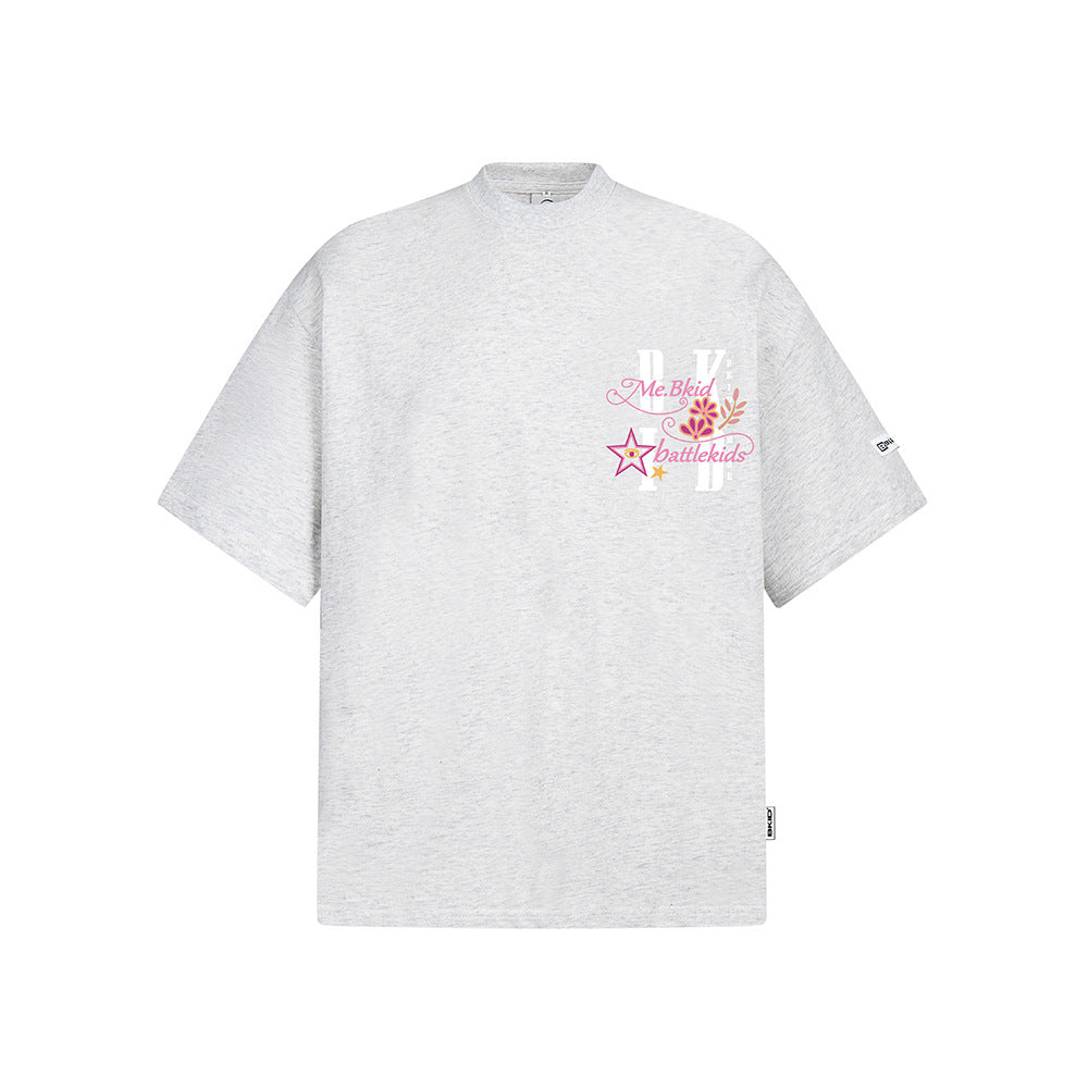 Hip hop shirt retro crew neck t-shirt embroidered letters loose casual