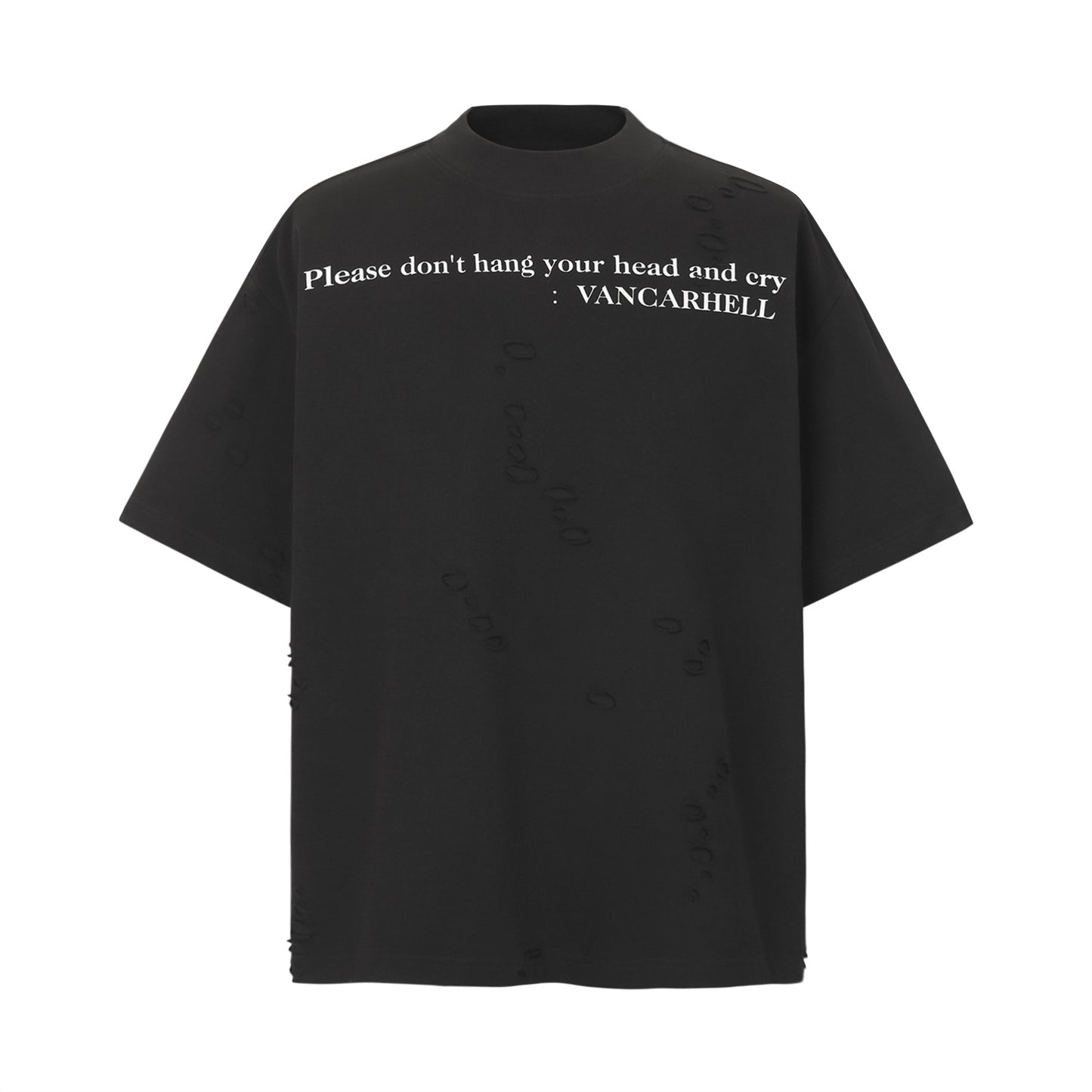 USA Vintage T-Shirt Letter Embroidery Ripped Men's Summer Loose