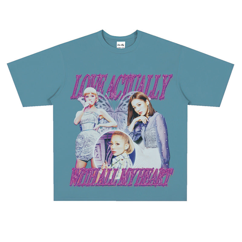 Film Star T Shirt Loose Retro Street T-shirt Men and Women Same Style