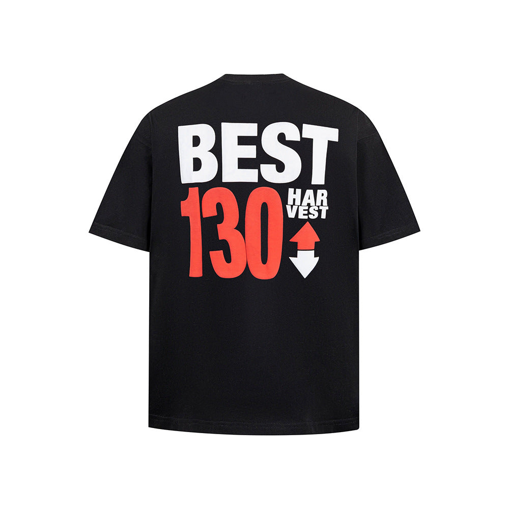 New York Hip Hop Style Vintage Floral Embroidery Crew Neck Short Sleeve T-Shirt