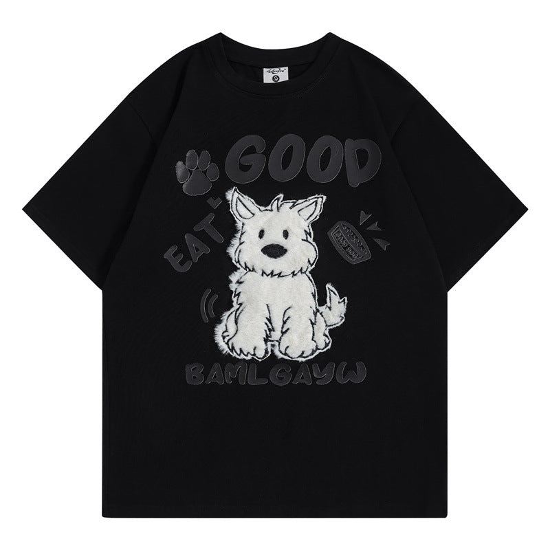 Camisetas Streetwear Summer Vintage Dog Cartoon Casual Loose Short Sleeve T-Shirt