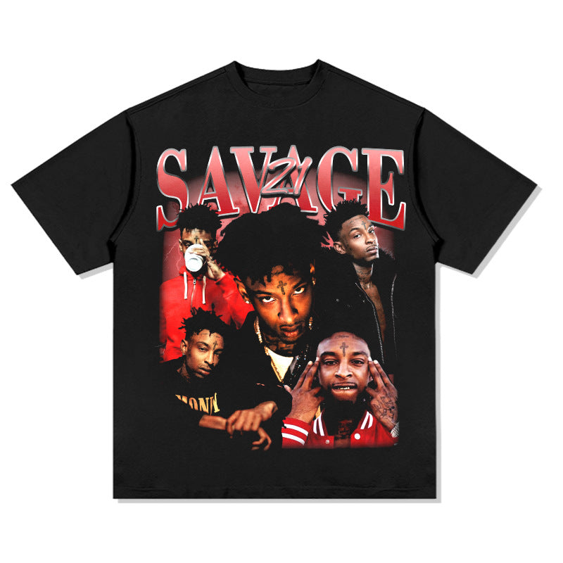 Cool t rapper VINTAGE hip hop rap 21 Savage print long sleeve short sleeve t-shirt
