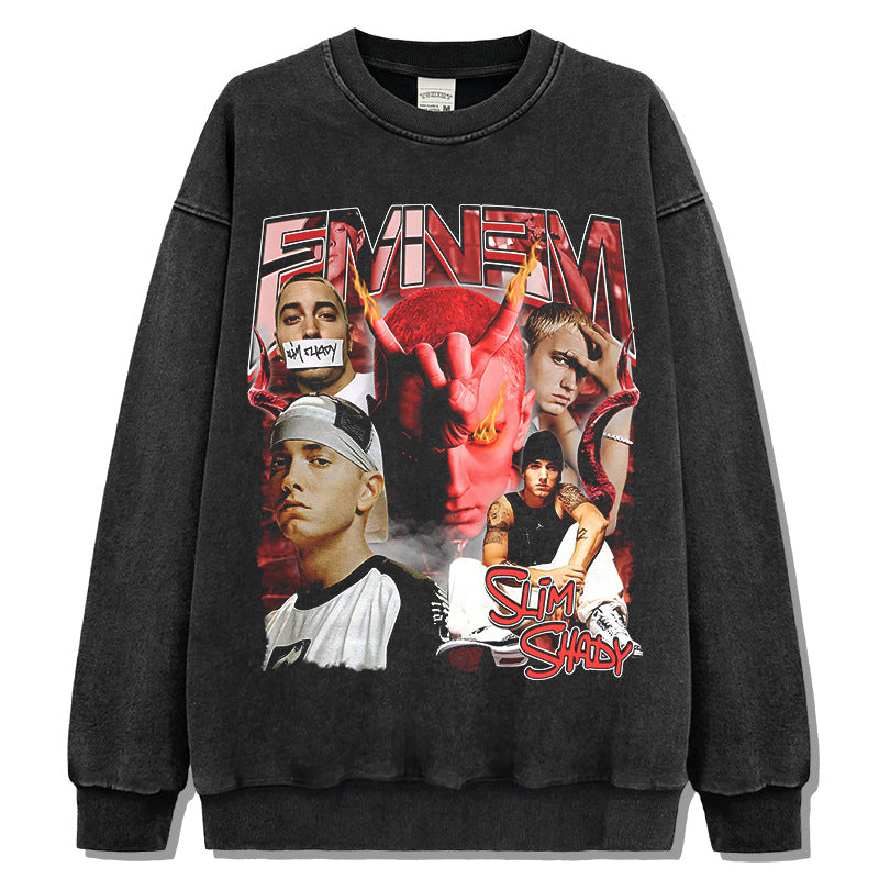 Marcas streetwear usa vintage Eminem print, crew neck sweater