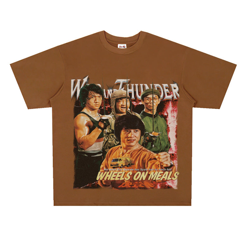 Film Star T Shirt Short Sleeve Retro American Street T-shirt for Men and Women