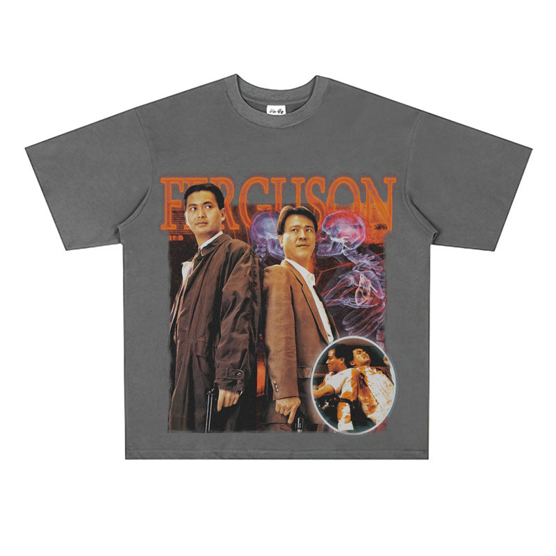 Film Star T Shirt Movie the Killer Derivative Short Sleeves Retro American Street T-shirt Men and Women