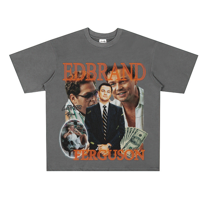 Film Star T Shirt Loose Heavy American Retro Street Personality T-shirt Men