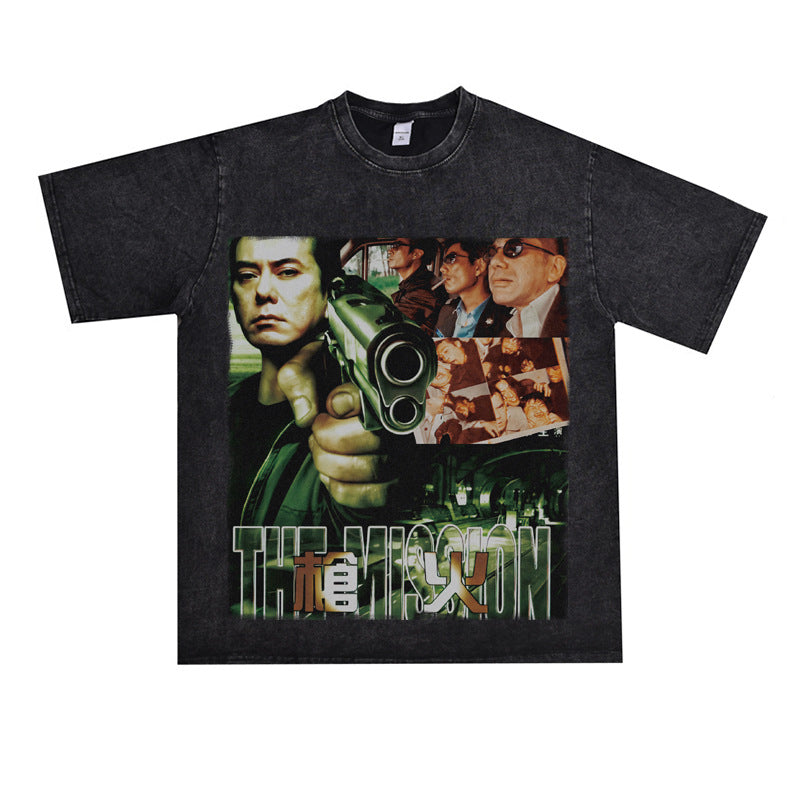 Film Star T Shirt Short Sleeve Loose Retro American Street T-shirt Men and Women