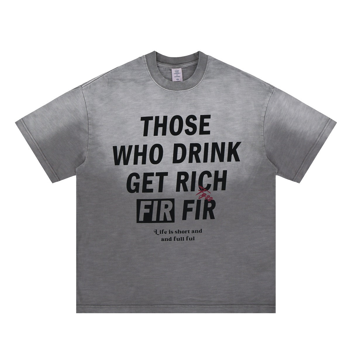 Vintage College Shirts Summer gradual change letter print short sleeve T-shirt
