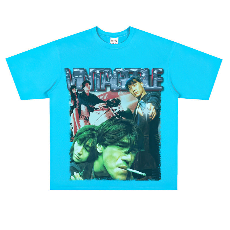Film Star T Shirt Movie Fallen Angel Short Sleeve Loose Retro American Street T-shirt Men and Women