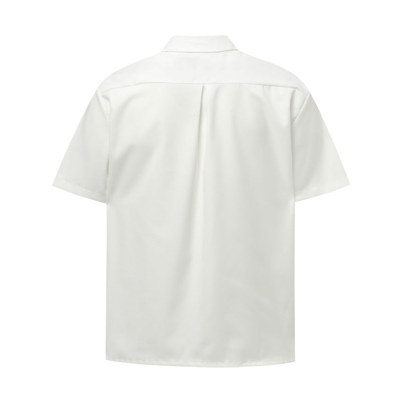 Hip Hop Shirts For Boys Lapel Embroidered Loose Short Sleeve Casual Shirt