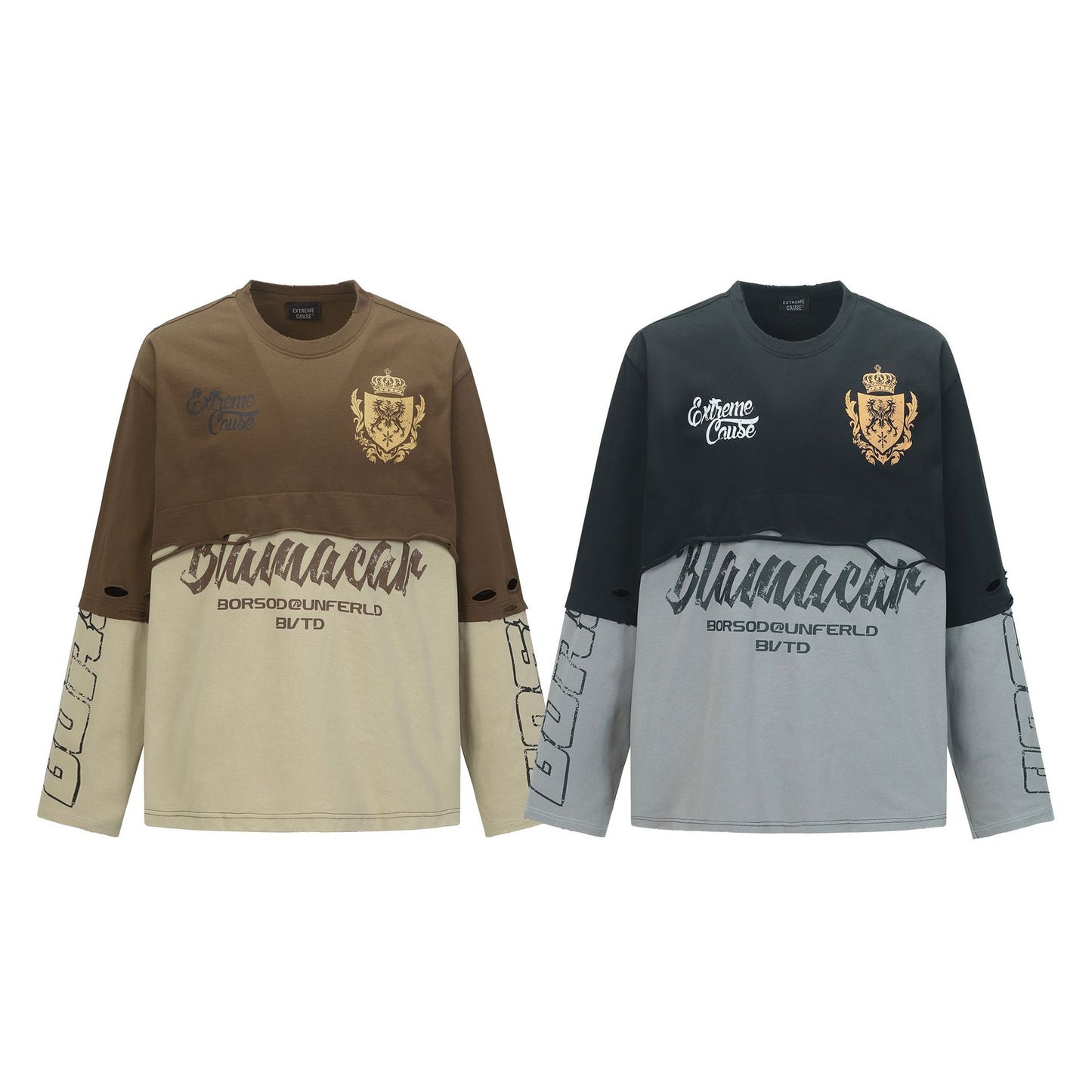 Unisex long-sleeved shirt autumretro color matching