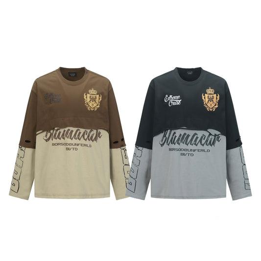 Unisex long-sleeved shirt autumretro color matching