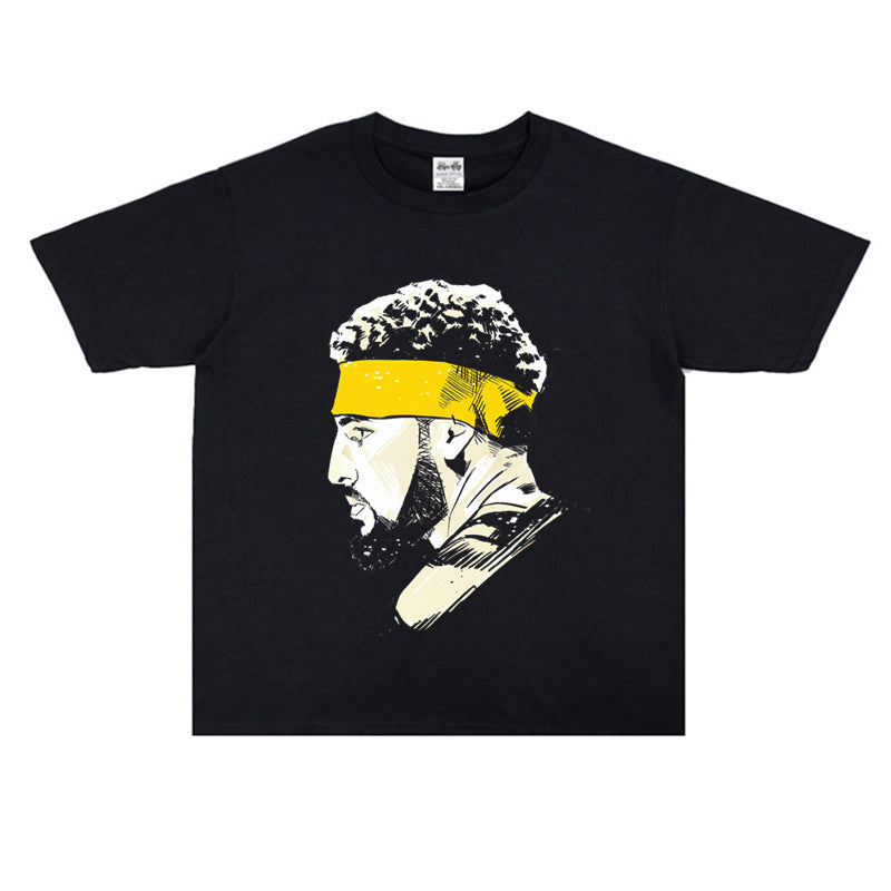 Film Star T Shirt Klaythompson Washed Distressed Printed American T-Shirt Retro Loose Short Sleeve