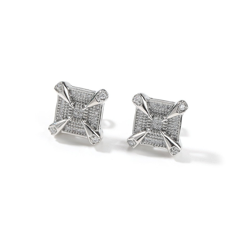 Earrings Zircon Square Earrings Spectrum