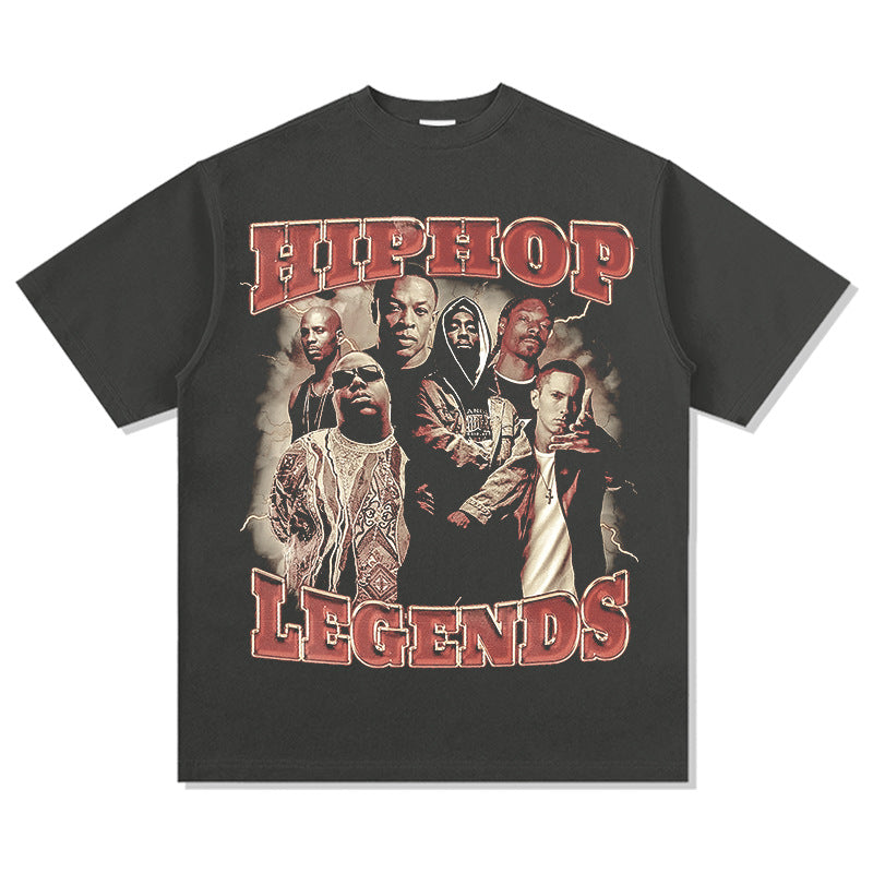 Streetwear masculino HIPHOP legendary figure print short sleeve T-shirt 2PAC Eminem