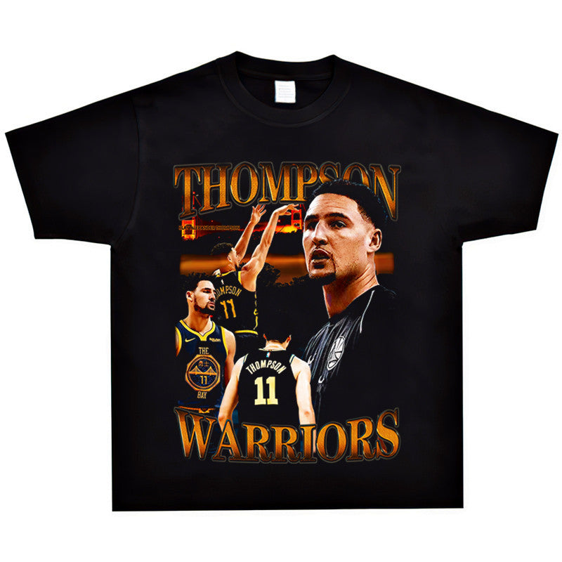 Film Star T Shirt Klaythompson Washed Distressed Printed American T-Shirt Retro Loose Short Sleeve
