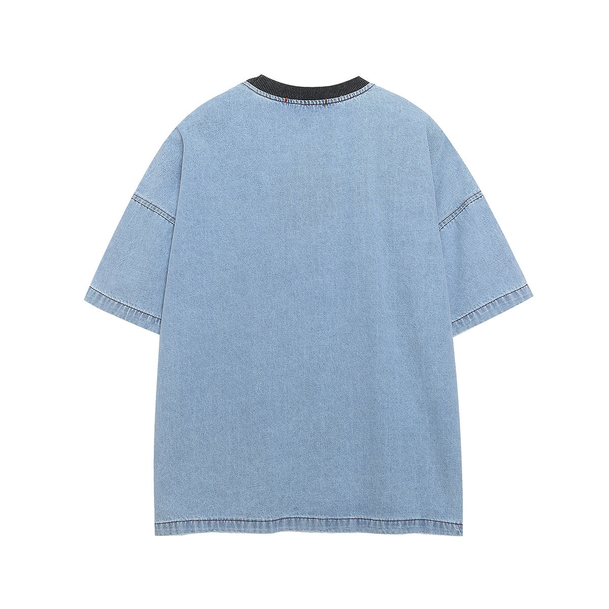 Hustle vintage summer embroidery t-shirt denim short sleeve t-shirt