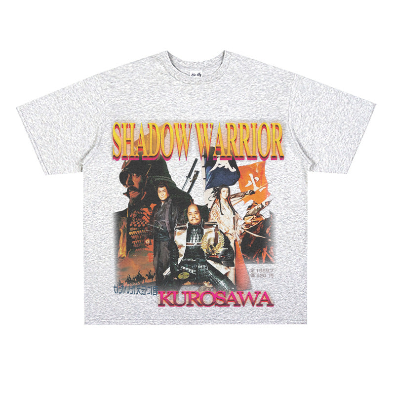 Film Star T Shirt Short Sleeve American Retro Loose round Neck Street T-shirt