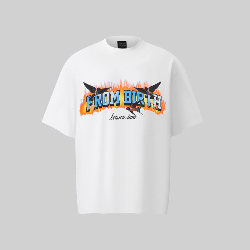 Camisas Retros Loose Crew Neck Short Sleeve T-Shirt
