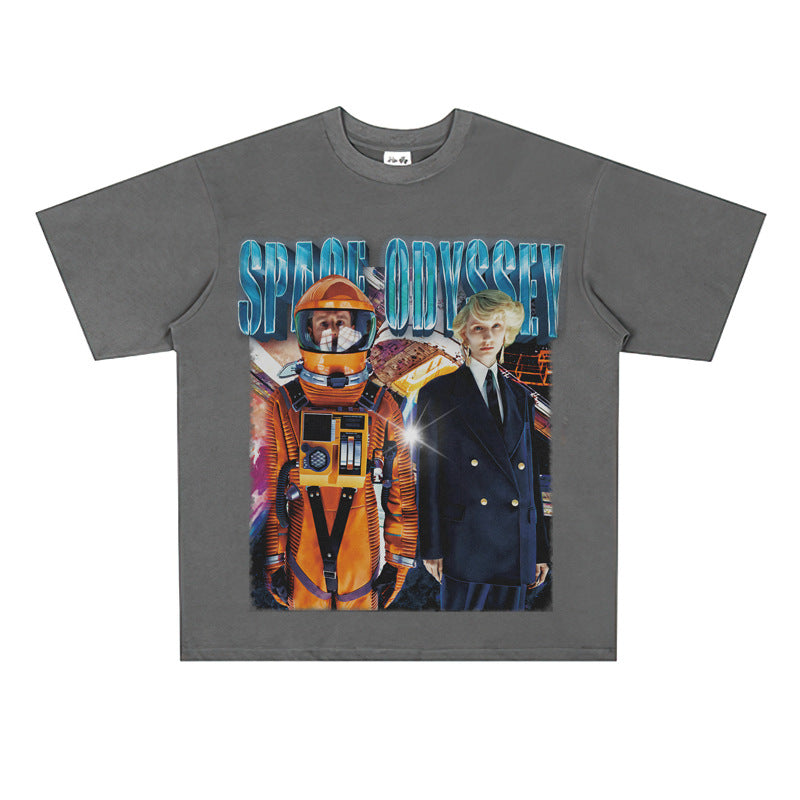 Film Star T Shirt Movie 2001 Space Roaming Printing Personalized Cotton Short Sleeve Loose round Neck Retro T-shirt