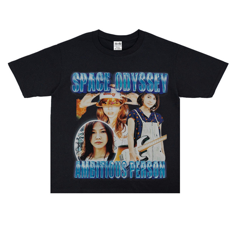 Film Star T Shirt Loose Heavy Retro Street T-shirt Men and Women