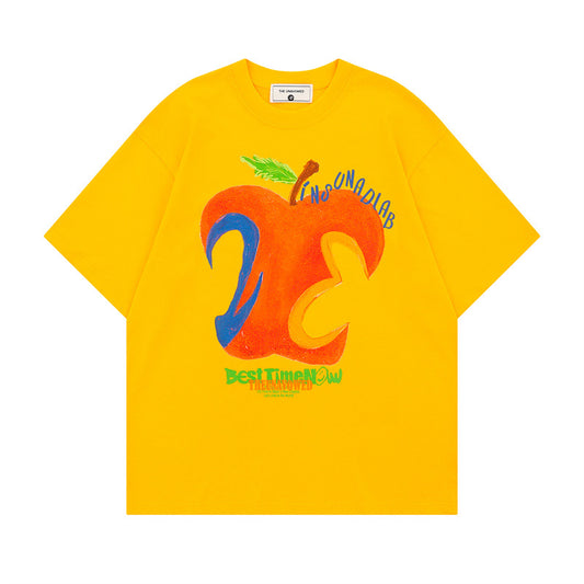US drip outfits summer retro gradual change love apple casual loose short sleeve T-Shirts