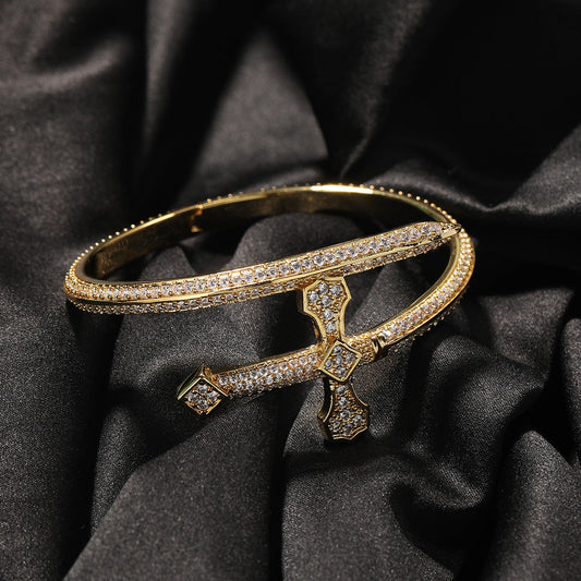 Bracelet Sword of Justice Bracelet Copper Zircon Full Diamond Trend Armament Jesus Pieces Spectrum