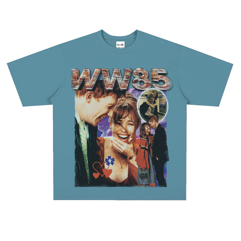 Film Star T Shirt Movie Space-Time Love Traveler Short Sleeve Loose Retro Printed T-shirt Men and Women