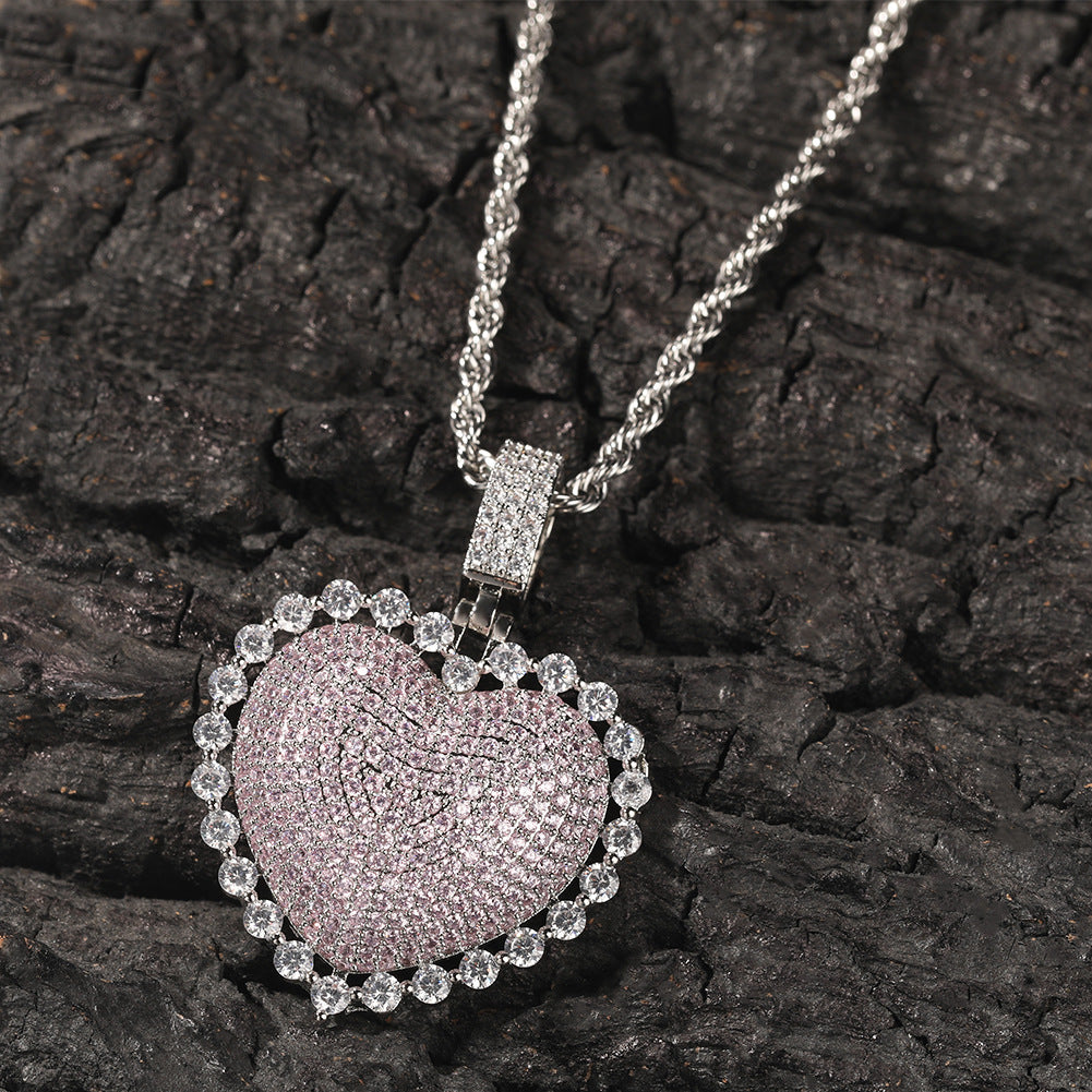 Jewelry Love Copper Zircon Pendant Round Zirconium Pendant Necklace Spectrum St. Valentine's Royalty