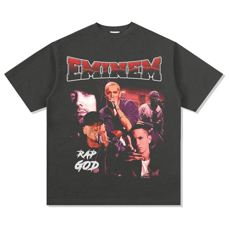 Cool t rapper Eminem Printed Hip Hop Street Short Sleeve T-Shirt