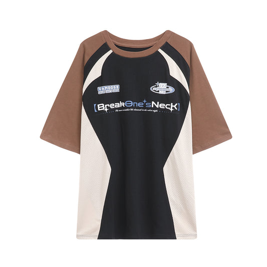 Racing oversized t shirt loose racing suit mesh cloth short sleeve t