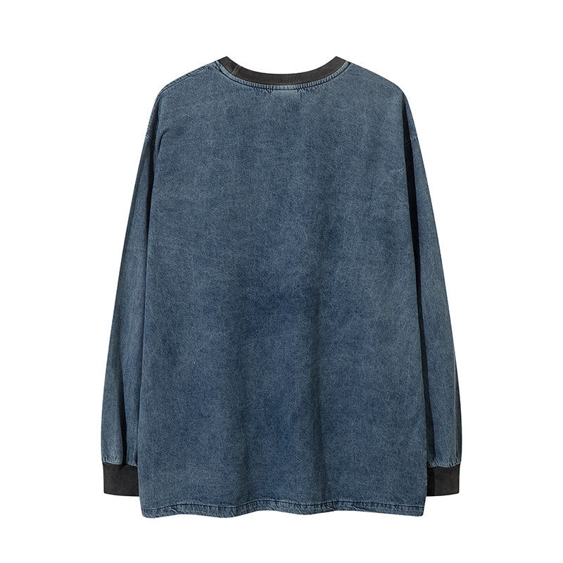 Marcas De Streetwear Denim Long Sleeve T-Shirt Vintage Top
