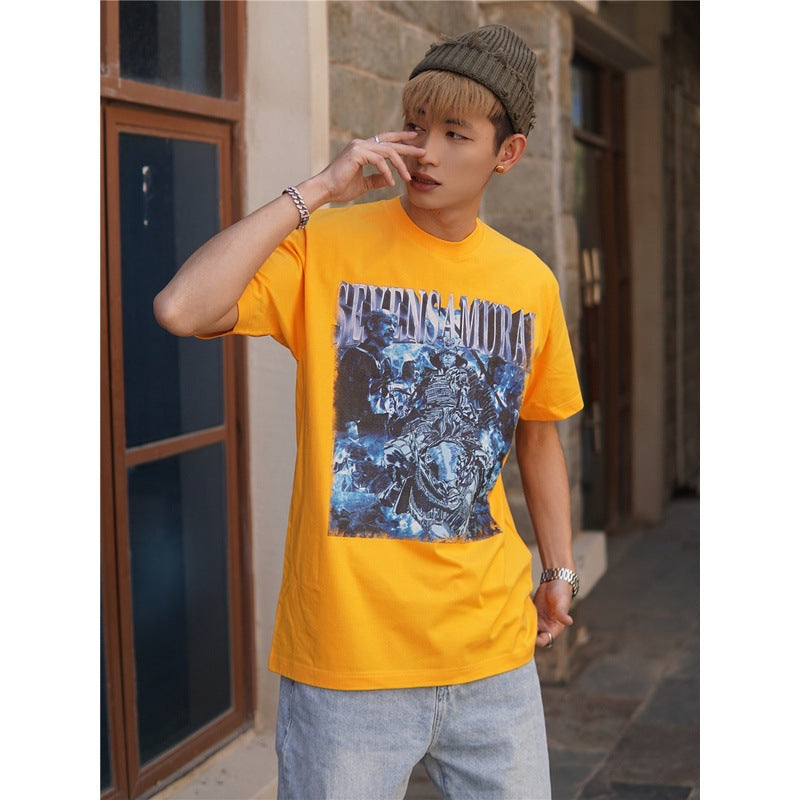 Film Star T Shirt Trendy Cotton Short Sleeve Loose round Neck Retro T-shirt for Men and Women